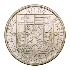 Csehszlovákia 20 Korona 1937 aUNC 12g Ag700