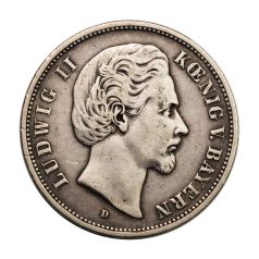 Bajor II. Lajos 5 Márka 1876 D 27,49g Ag900