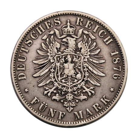 Bajor II. Lajos 5 Márka 1876 D 27,49g Ag900