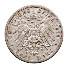 Poroszország II. Vilmos  3 Márka 1914 A VF 16,63g Ag900
