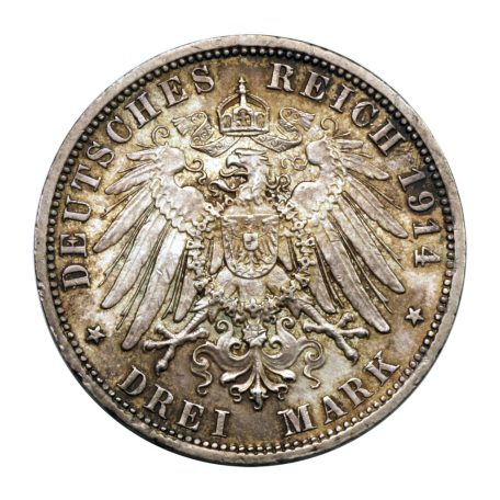 Poroszország II. Vilmos  3 Márka 1914 A aEF-EF 16,68g Ag900