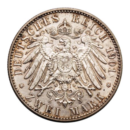 Poroszország II. Vilmos 2 Márka 1901 aEF-EF 11,11g Ag900