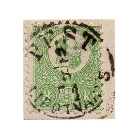 1871 Kőnyomású 3 Krajcáros bélyeg levéldarabon PEST