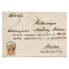   1867-es 15 Krajcáros ajánlott levélen EPERJES bélyegzéssel