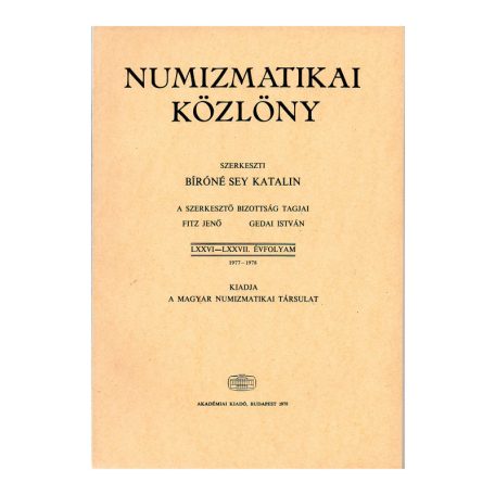 Numizmatikai Közlöny 76-77. évfolyam 1977-1978