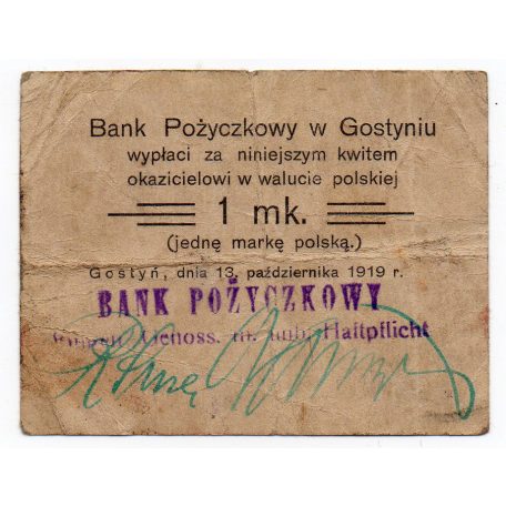 Lengyel szükségpénz bank pozyczkowy w gostyniu 1 mk