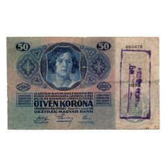 50 Korona Bankjegy 1914 bélyegzéssel B