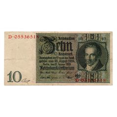 Weimari Köztárság 10 Márka Bankjegy 1929 Berlin