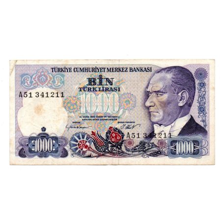 Törökország 1000 Lira Bankjegy 1986 P196