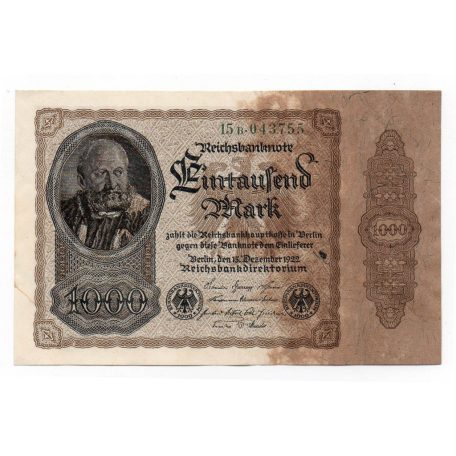 Németország 1000 Márka Bankjegy 1922 B