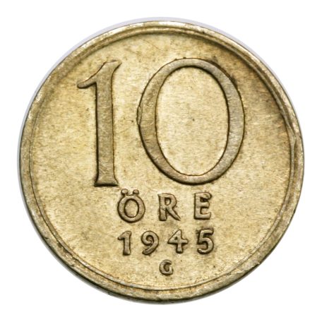 Svédország ezüst 10 Öre 1945 G