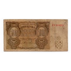 Horvátország 10 Kuna Bankjegy 1941 P5b ZY sorozat