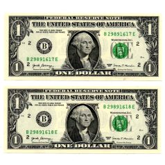   USA 1 Dollár Bankjegy 2017 B2 New York sorszámkövető pár