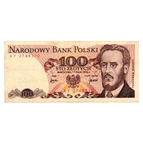 Lengyelország 100 Zloty Bankjegy 1976 P143b L146aa