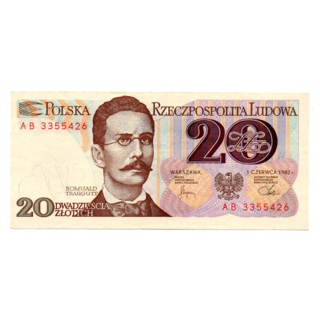 Lengyelország 20 Zloty Bankjegy 1982 P149b L157bb 2 betű