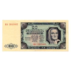 Lengyelország 20 Zloty Bankjegy 1948 P137a M137f