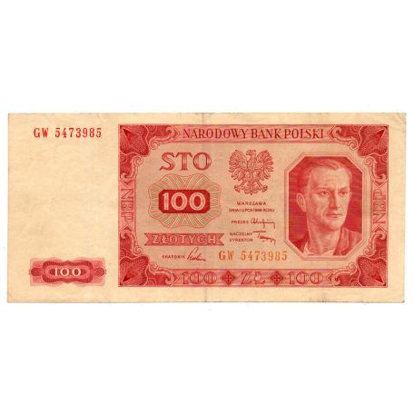 Lengyelország 100 Zloty Bankjegy 1948 M139e GW sor. keret nélkül