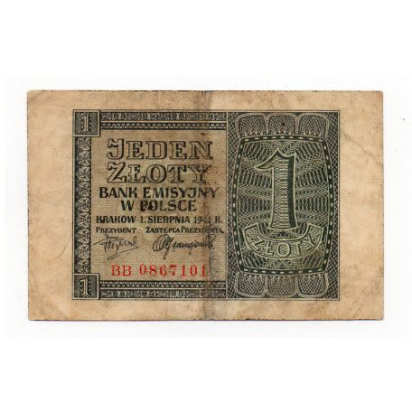 Lengyelország 1 Zloty Bankjegy 1941 P99b M99b