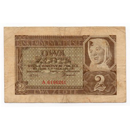 Lengyelország 2 Zloty Bankjegy 1940 P92 M92