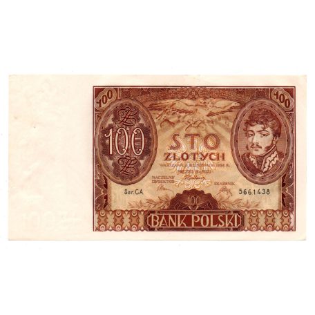 Lengyelország 100 Zloty Bankjegy 1934 P75a M75