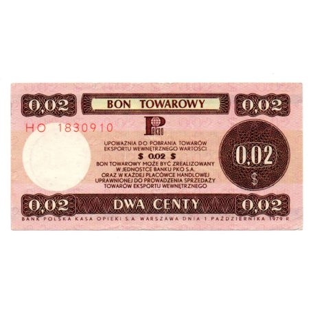 Lengyelország 2 Cent Bankjegy 1979 PSFX35 MB25a