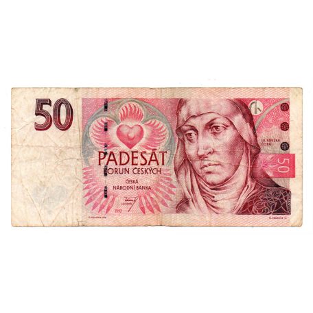 Cseh Köztársaság 50 Korona Bankjegy 1997 P17b D39