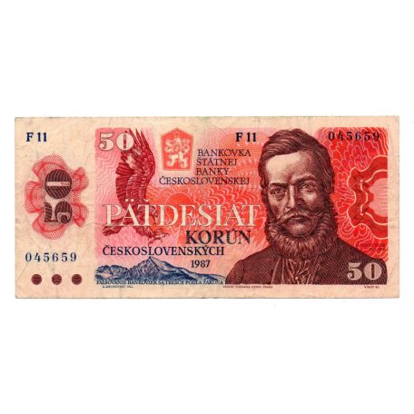 Csehszlovákia 50 Korona Bankjegy 1987 P96a F sorozat